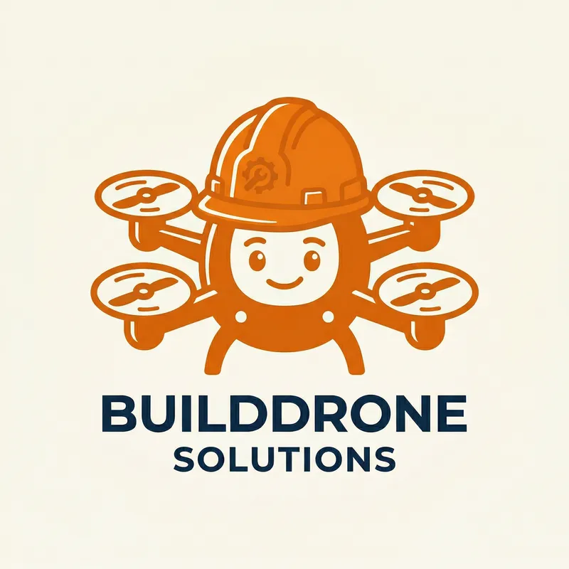 Cartoon Drone Logo Design with Construction Helmet