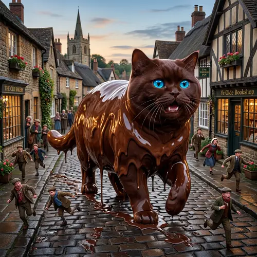 Chocolate Cat - Hyperrealistic British Cat in the City