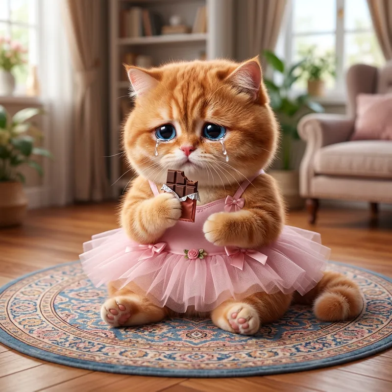 Charming Plump Red-Haired Cat Crying | High Detailing & Resolution