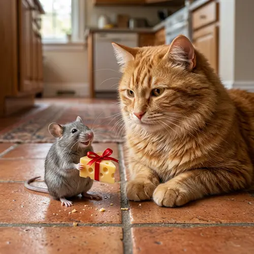 Charming Mouse and Cat in Hyper-Realistic Scene | Professional Photo Quality