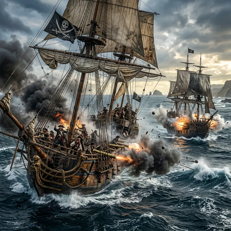 Pirate Ships Cannon Battle - Epic High Seas Encounter