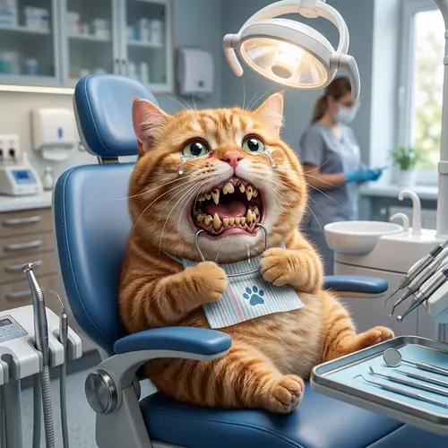Chubby Red Cat Dentist Visit | Professional Hyperrealism Photo