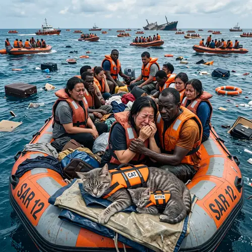 Professional 24-Megapixel Shipwreck Image | Ocean Scattered with Belongings