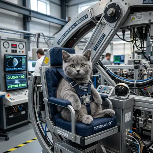 British Kitten Training as Astronaut in High-Resolution Lab
