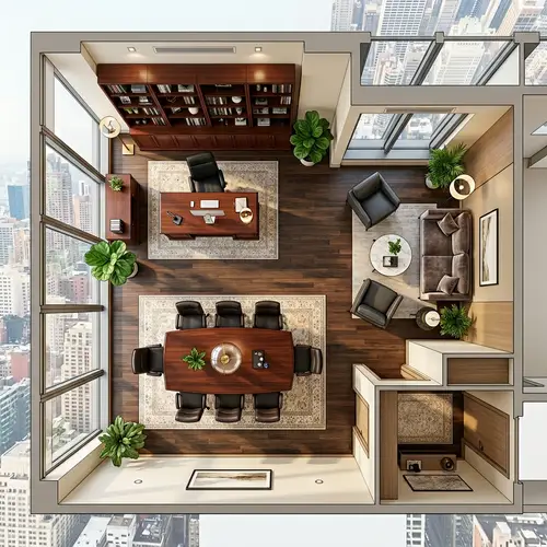 Luxurious Modern Corner Office Design Ideas