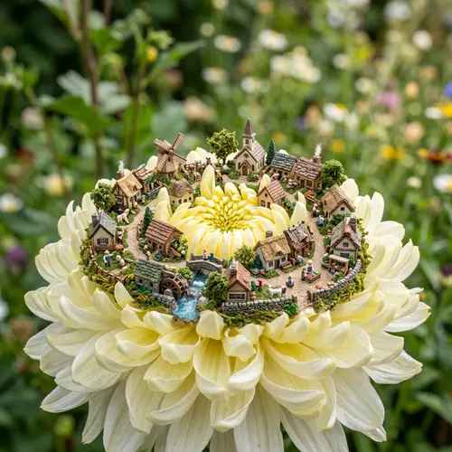 Stunning Macro Photography: Miniature Village on Flower
