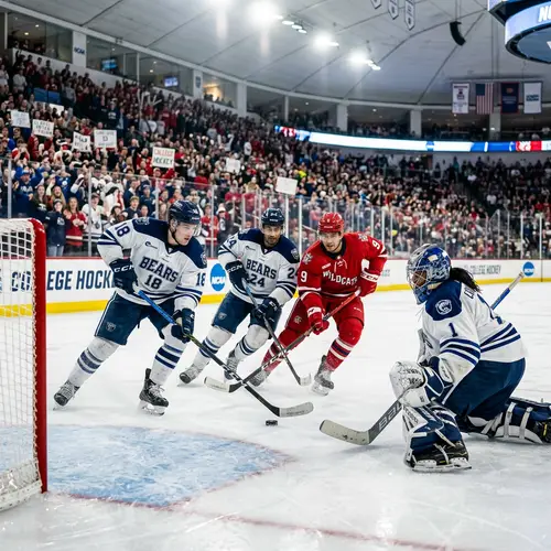 Thrilling College Hockey Match in Sports and Action Photography