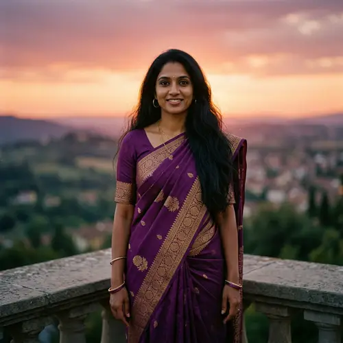 Stunning South Asian Woman in Purple Sari | Portraiture