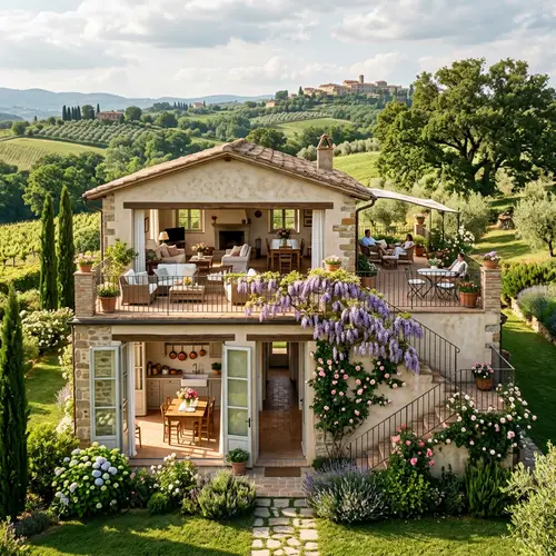 Charming Two-Story Country House in Lush Landscapes