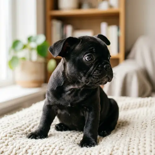 Adorable Black French Bulldog Puppy Photo