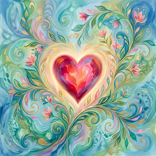 Abstract Love Imagery: Heart and Nature's Embrace