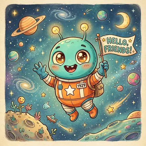 Friendly Alien Mascot for Your Brand