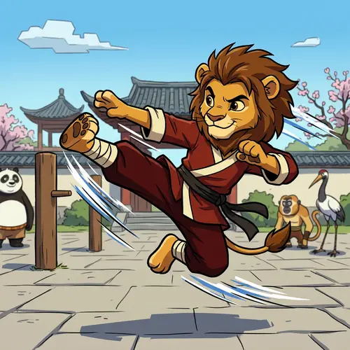 Juvenile Humanoid Lion: Kung Fu Master Skills Displayed