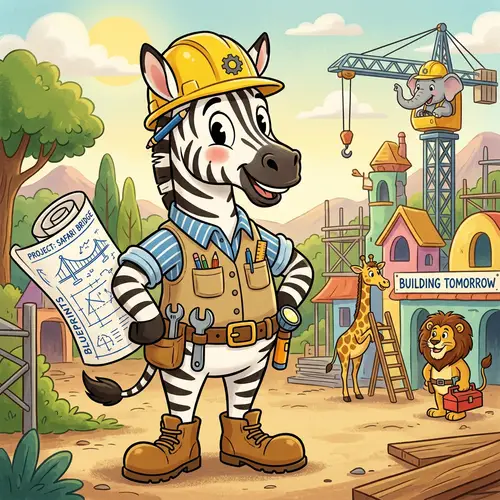 Zebra Engineer in My Little Pony Style - Cartoonish and Vibrant Image