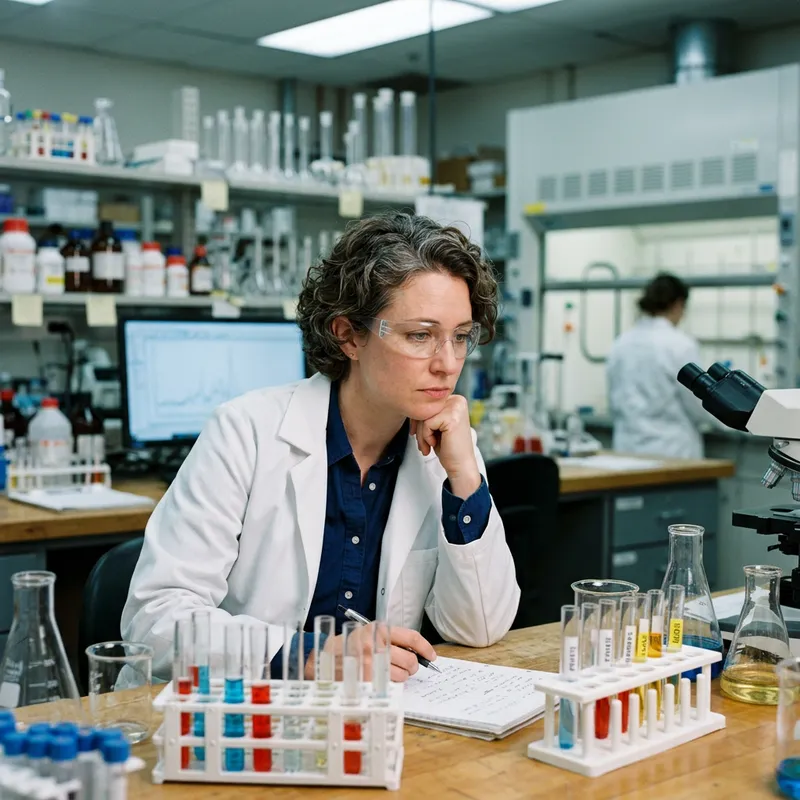 Scientist Deep in Thought in Lab