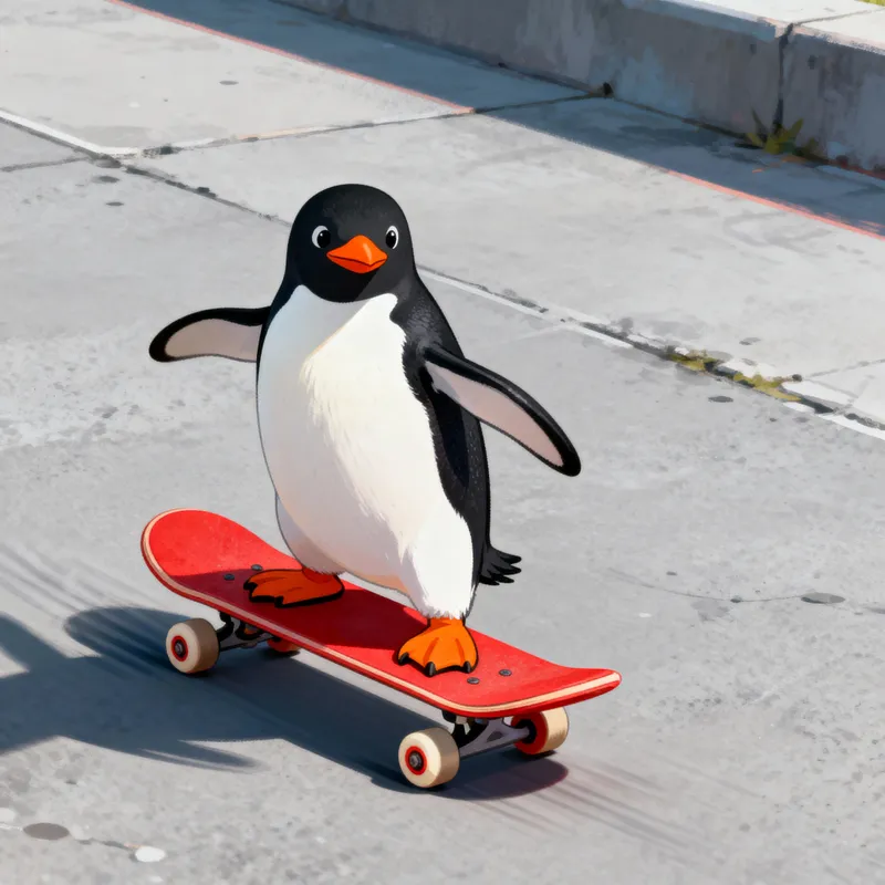 Skateboarding Penguin: Catch the Fun!