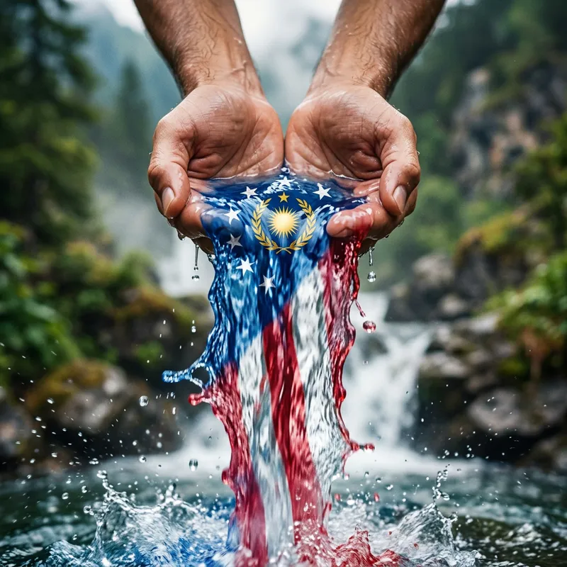 Patriotic Waterfall | Tribute Imagery with Cupped Hands