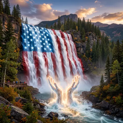 Divine Hands Waterfall: American Flag Pattern