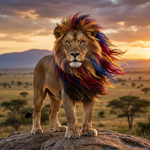 Majestic Lion with Patriotic Mane | Fierce & Dominant Symbol