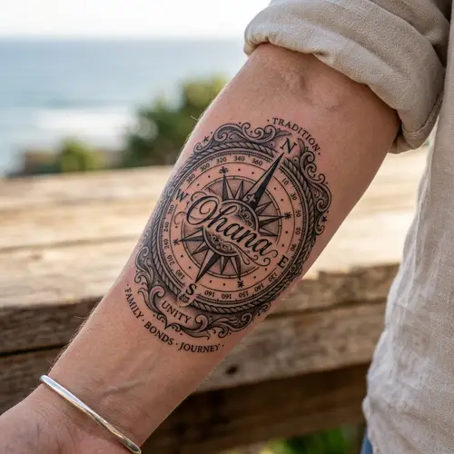 Ohana Compass Tattoo Design | Meaningful Ink
