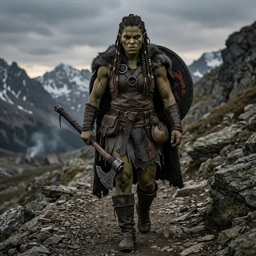 Fierce Female Orc Barbarian Artwork