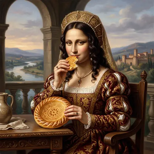 16th Century Italian Woman Holding Uzbek Non Bread