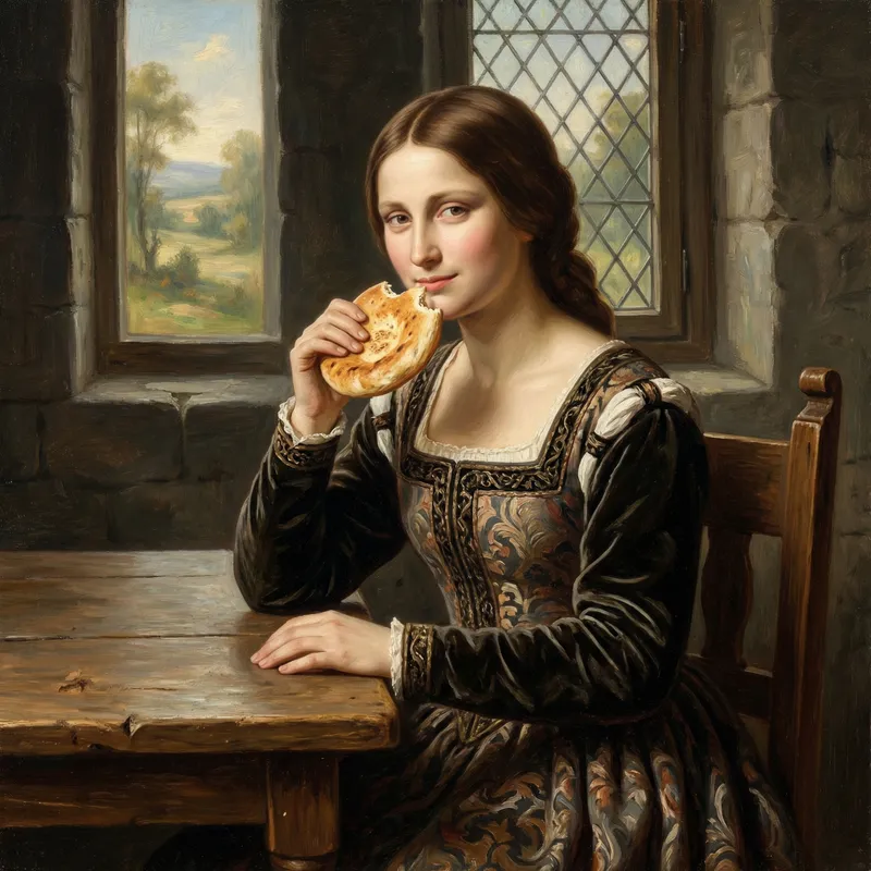 Enigmatic Smile: Mona Lisa with Uzbek Bread Enigmatic Smile: Mona Lisa with Uzbek Bread