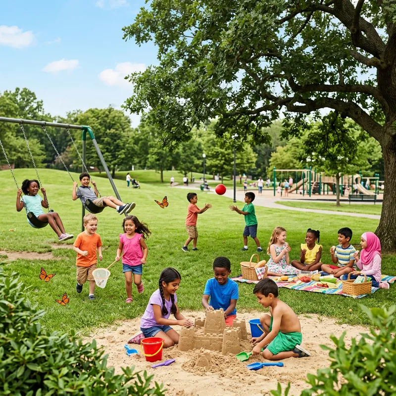 Happy Kids Playing in a Park - Children's Outdoor Fun