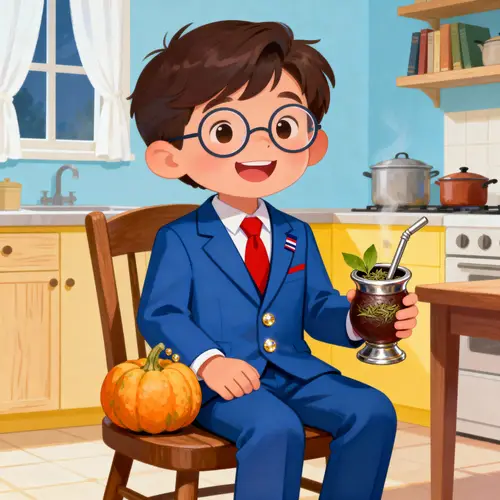 Child Dressed as Dad Enjoying Mate