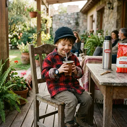 Child Dressed as Dad Enjoying Mate