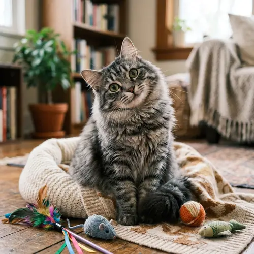 Happy and Playful Grey Striped Cat | Joyful Feline Imagery