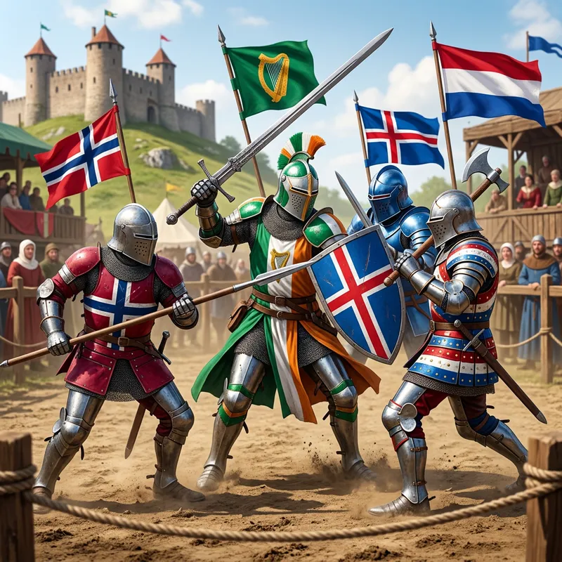 Flag-wielding Knights Battle in Epic Showdown