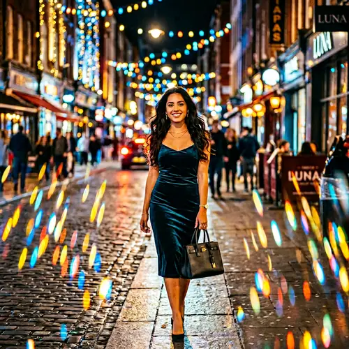 Beautiful Young Woman with Black Leather Handbag | Anamorphic Bokeh