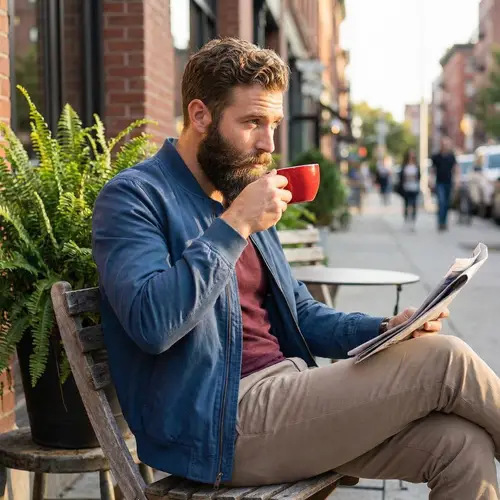 Quiet Moments: Man Enjoying Coffee Outdoors