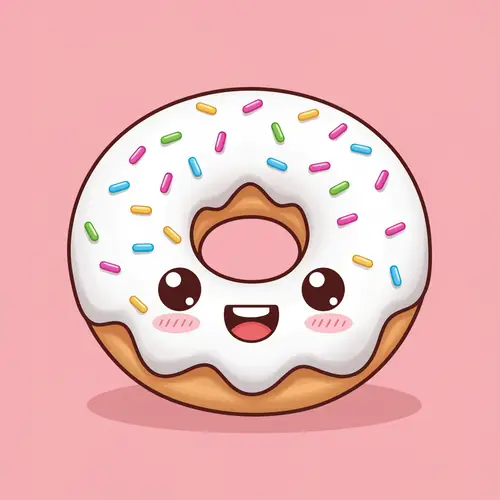 Kawaii Cartoon Donut with Icing & Happy Face