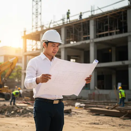 Successful Young Architect Analyzing Plans