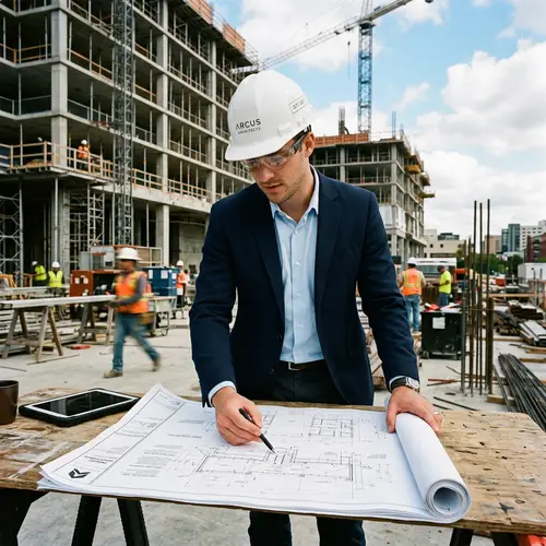 Successful Young Architect Analyzing Plans