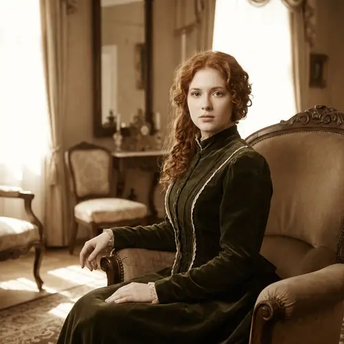 Beautiful Victorian Redhead Woman Portrait