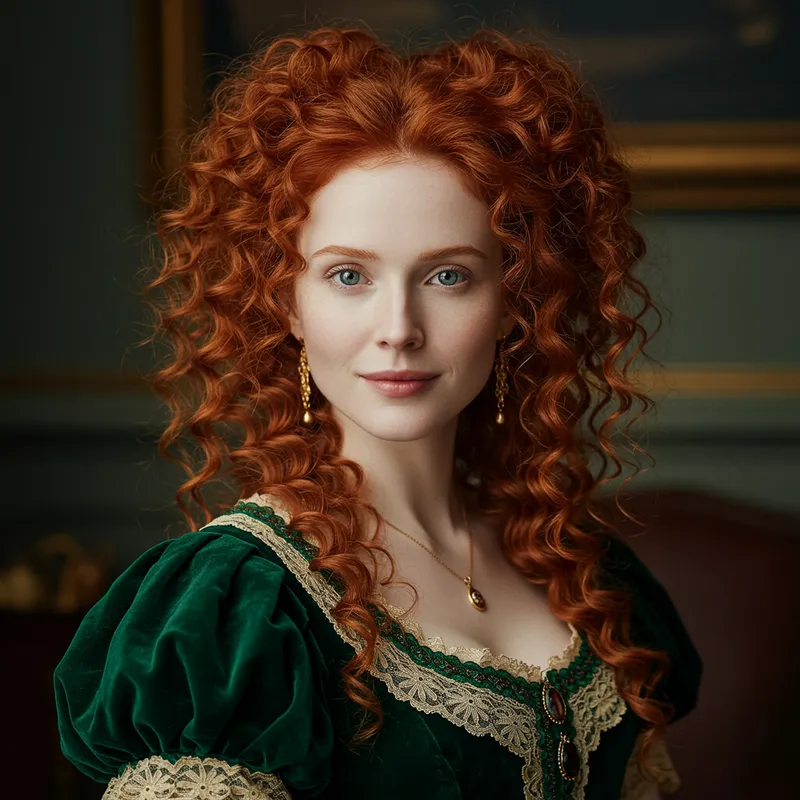 Beautiful Victorian Redhead Woman Portrait