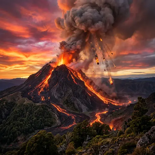 Colossal Active Volcano: Fiery Spectacle of Nature's Fury