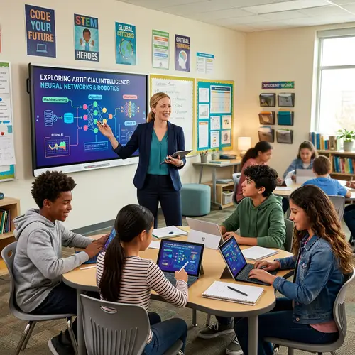 Modern Classroom with AI: Engaging Lesson for Diverse Students