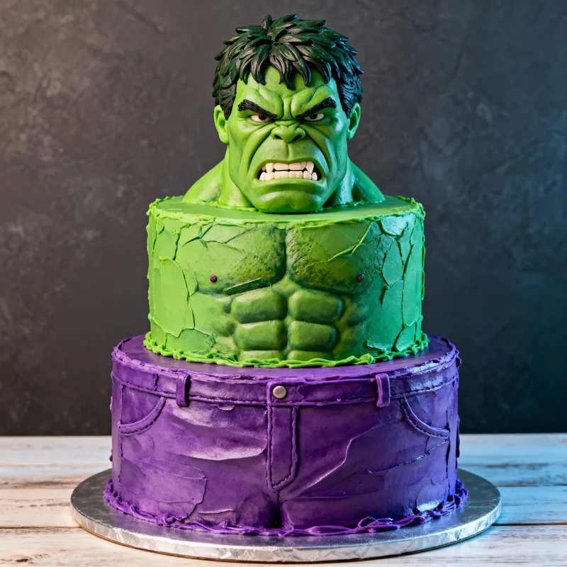 3-Tiered Hulk Cake Creation