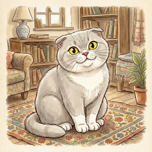 Adorable Scottish Short Hair Cat with Yellow Eyes in Disney Pixar Style
