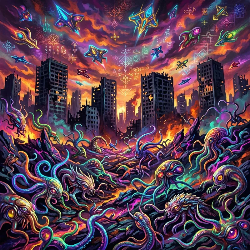 Abstract Alien Invasion Art