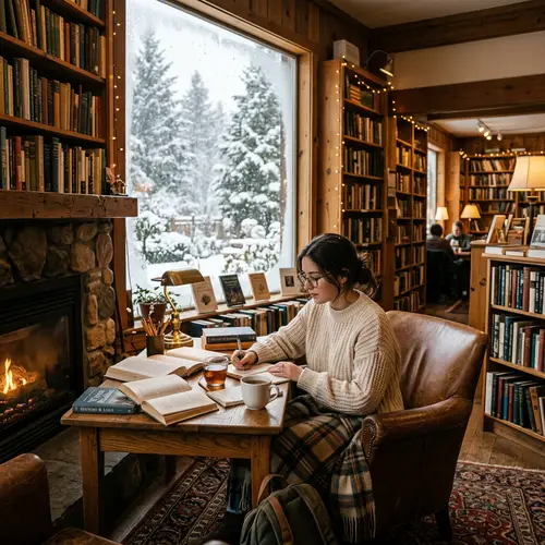 Cozy Winter Library for Studying