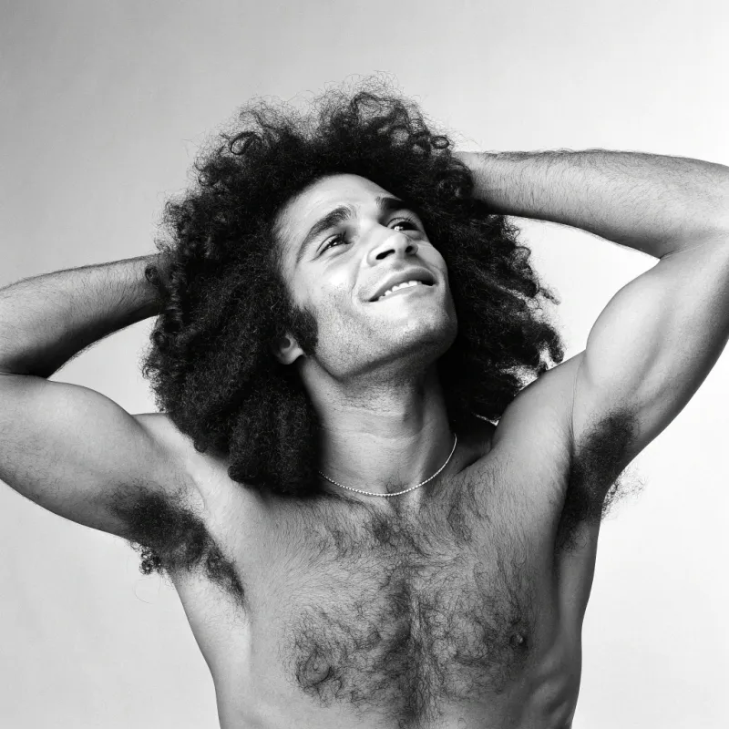 Confident Male Figure with Natural Body Hair