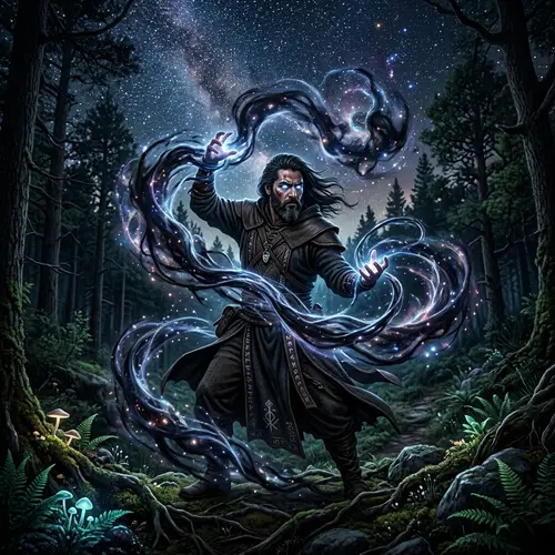 Mystical Hispanic Man Manipulating Dark Matter