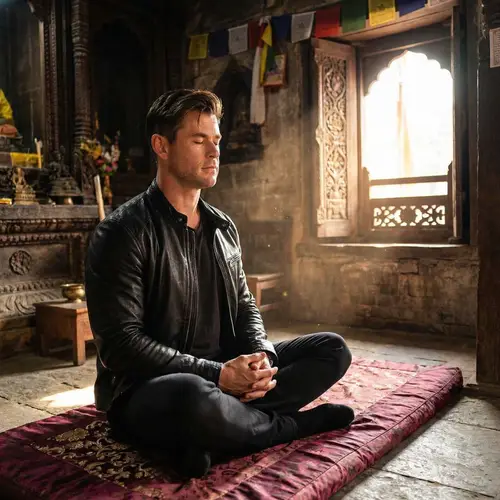 Buddhist Andrew Tate - Meditation Master in Black Leather Jacket