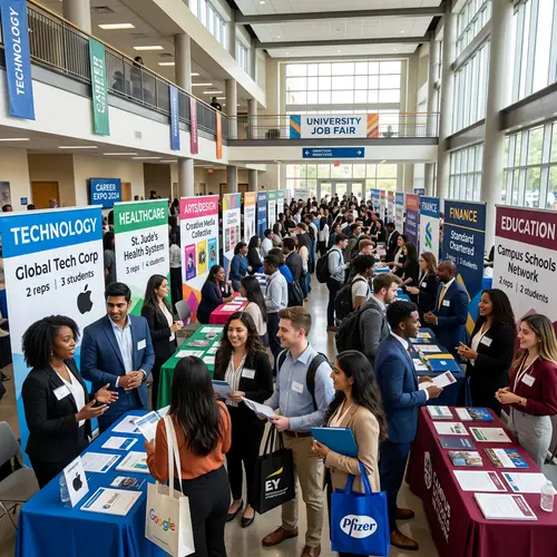 Diverse Job Fair at University: Technology, Healthcare, Arts & More