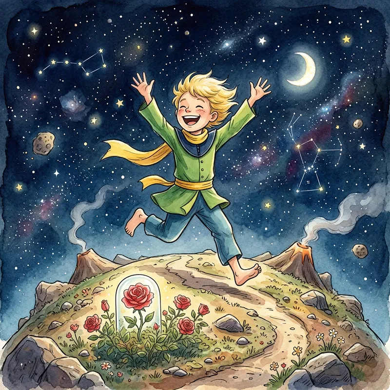 The Little Prince Running Free with Arms Raised